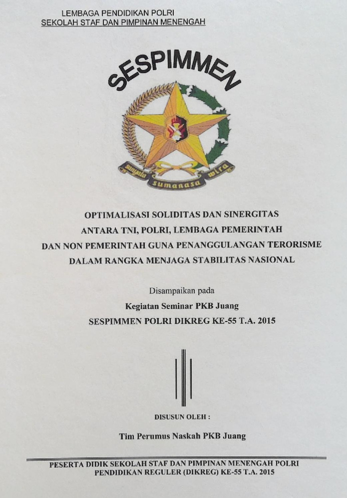 SESPIMMEN OPTIMALISASI SOLIDARITAS DAN SINERGITAS ANTARA TNI POLRI LEMBAGA PEMERINTAH DAN NON PEMERINTAH